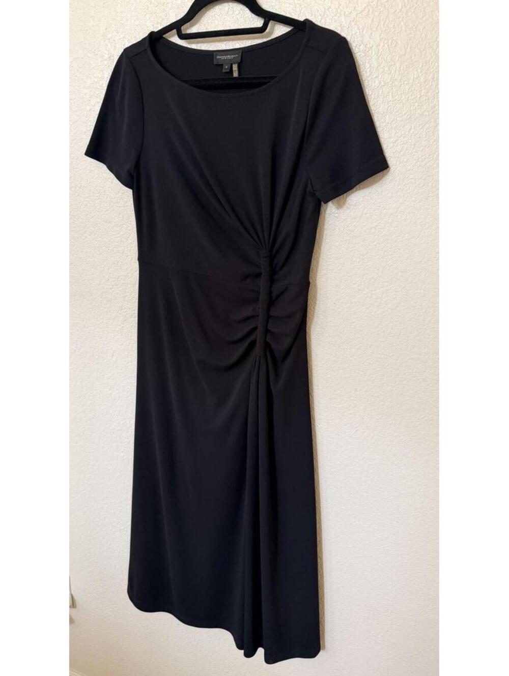 New Donna Karan New York Twist Detail Knit Midi Dress In Black Sz 6 - Picture 8 of 12